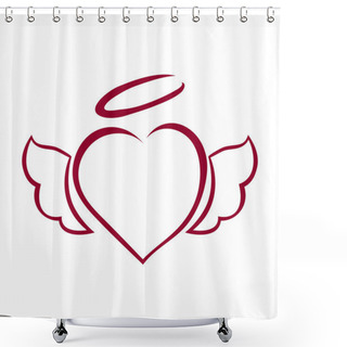 Personality  Hand Drawn Heart With Wings Shower Curtains