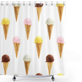 Personality  Seamless Background Of Assorted Ice Cream Cones Shower Curtains