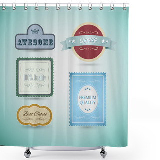 Personality  Vintage Labels And Ribbon Retro Style Set. Vector Design Elements Shower Curtains