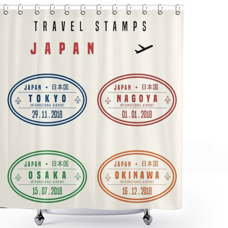 Personality  Japan Travel Stamps Shower Curtains