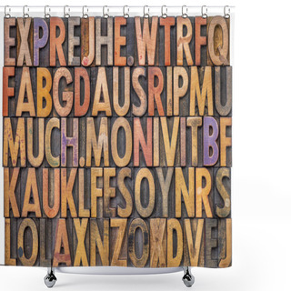 Personality  Alphabet Abstract In Letterpress Wood Type Shower Curtains