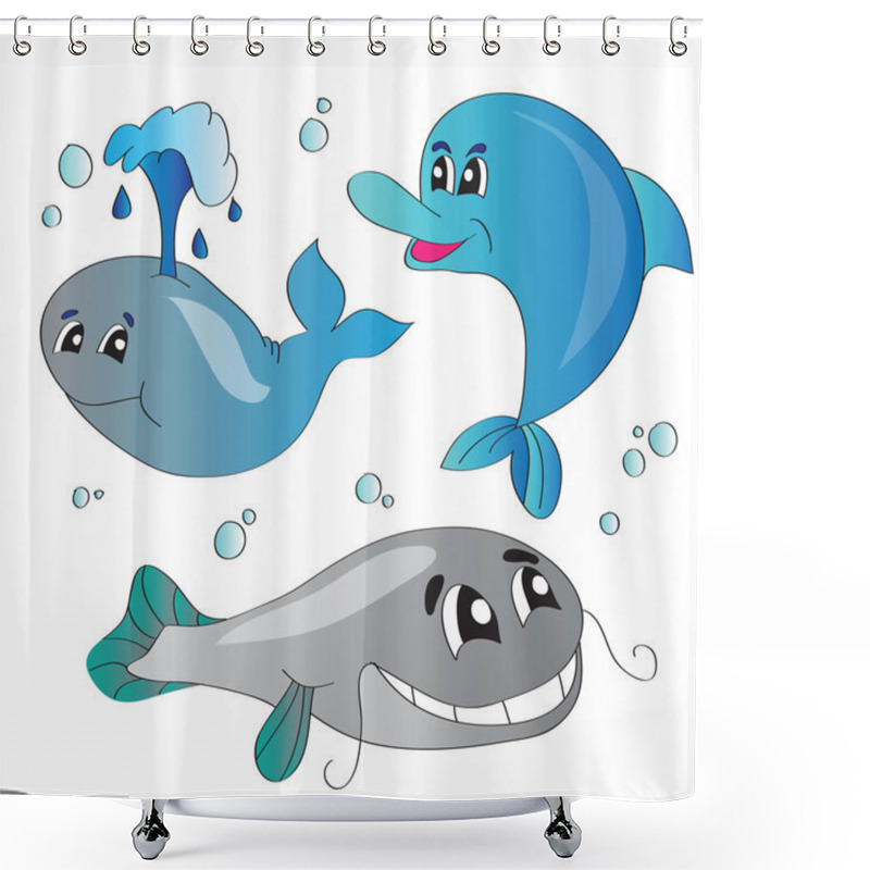 Personality  Vector Set Of Images Of The Marine Life Shower Curtains