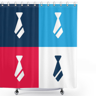 Personality  Accessory Blue And Red Four Color Minimal Icon Set Shower Curtains