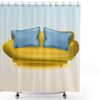 Personality  Yellow Sofa. Vector Illustration Shower Curtains