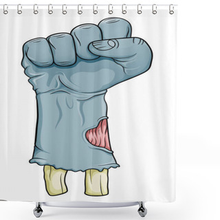 Personality  Hand Of The Dead, Clenched In A Fist With Protruding Muscles And Bones. Shower Curtains