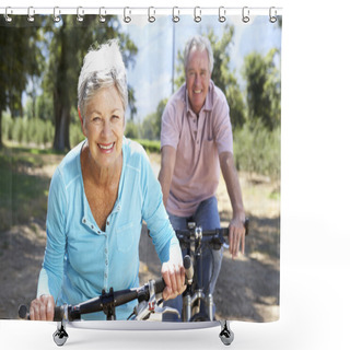Personality  Senior Couple On Country Bike Ride Shower Curtains