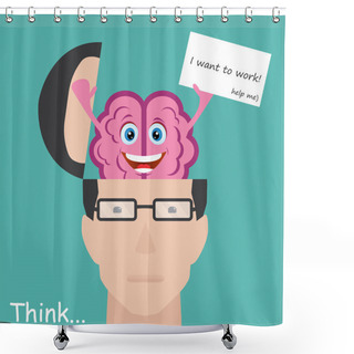Personality  Brain Showing Paper With Message Shower Curtains