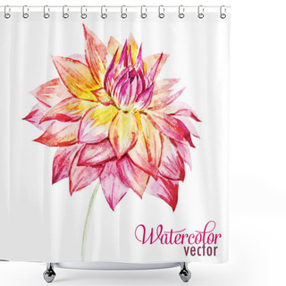 Personality  Watercolor Dahlia Flowers Shower Curtains