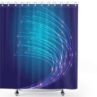 Personality  Abstract Background - Optical Fibers On Dark Blue Background Shower Curtains