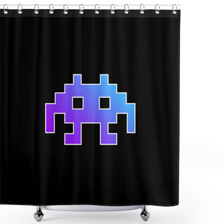 Personality  Alien Space Character Of Pixels For A Game Blue Gradient Vector Icon Shower Curtains