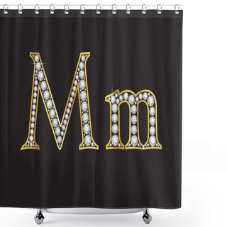 Personality  Mm Diamond Jeweled Font With Gold Channels Shower Curtains