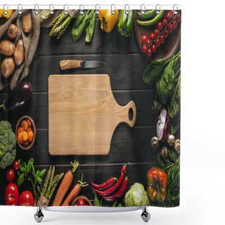 Personality  Cutting Board And Fresh Vegetables Shower Curtains