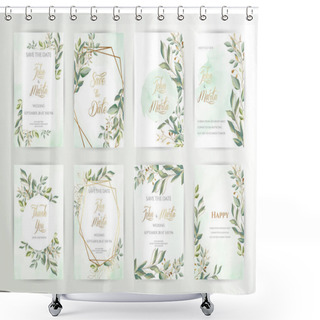Personality  Watercolor Wedding Set. Eps10 Shower Curtains