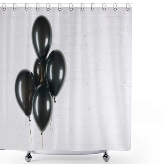 Personality  Shiny Black Balloons Shower Curtains