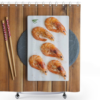 Personality  Asian Food Grilled Shrimp Shower Curtains