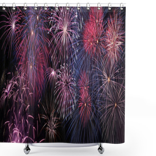Personality  Colorful Holiday Fireworks Panoramic View Shower Curtains