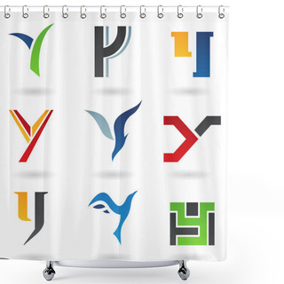 Personality  Abstract Icons For Letter Y Shower Curtains