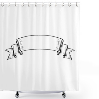 Personality  Ink Sketch Of An Old Banner Shower Curtains