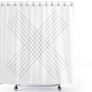 Personality  Geometric Weave Element With Intersecting Lines, Stripes. Abstract Lattice, Grate, Trellis And Plexus Illustration Shower Curtains