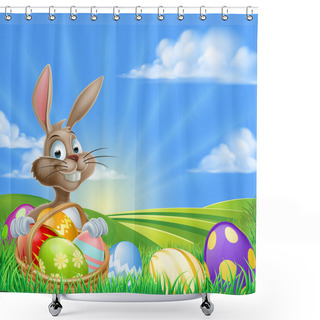 Personality  Cartoon Easter Bunny Scene Shower Curtains