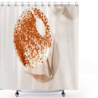 Personality  Traditional Italian Dessert Tiramisu In A Glass. Top View. Shower Curtains