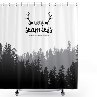 Personality  Seamless Coniferous Forest Border Shower Curtains