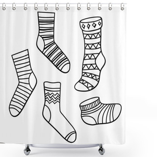 Personality  Set Of Hand Drawn Socks Shower Curtains