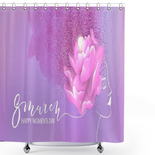 Personality  Beautiful Woman. Watercolor Violet Background. Shower Curtains