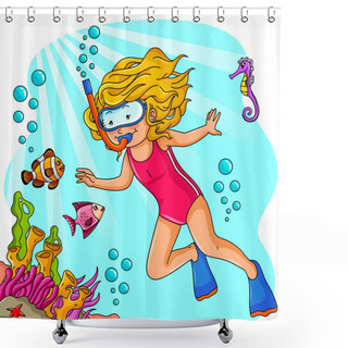 Personality  Young Diver Shower Curtains