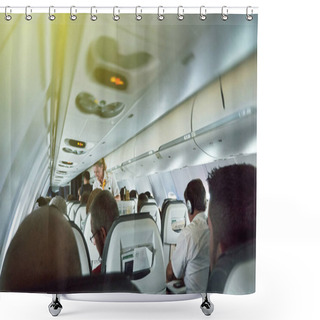 Personality  Lufthansa Airlines Adventure Travel Inside Plane With Steward Se Shower Curtains