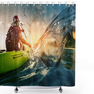 Personality  Young Lady Paddling Hard Shower Curtains