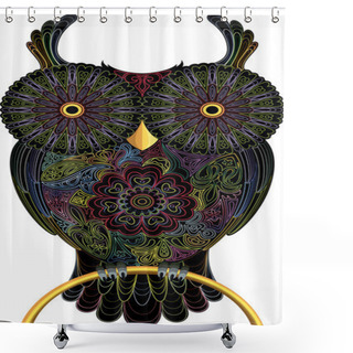 Personality  Owl, Color Contour Shower Curtains