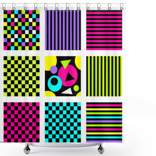 Personality  Memphis Style Pattern With Squares Shower Curtains