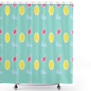 Personality  Colored Background With Different Accessories Shower Curtains