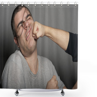 Personality  Punch In The Face Shower Curtains