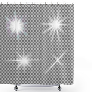 Personality  Vector Set Of Glowing Light Bursts With Sparkles On Transparent Background Shower Curtains