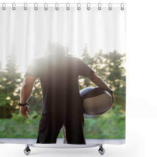 Personality  Fit Man Carrying Medicine Ball Shower Curtains