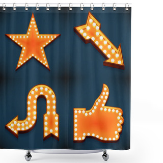 Personality  Symbols Glowing With Bulbs. Shower Curtains