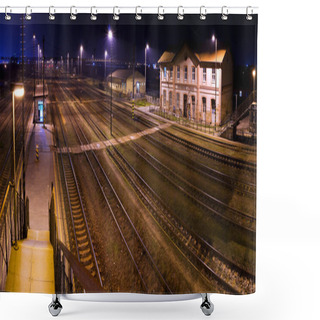 Personality  Historic Train Station, At Night Shower Curtains