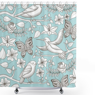 Personality  Vintage Romantic Pattern Birds Shower Curtains