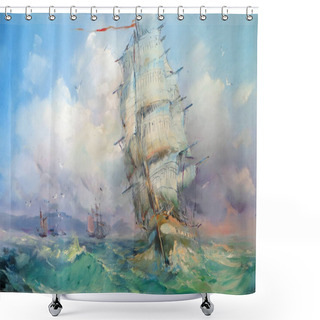 Personality         Great Sailer. Made In The Classical Manner Of Oil Painting.                         Shower Curtains