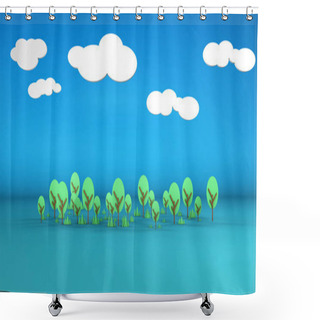 Personality  Simple Nature Landscape As 3D Illustration Render Shower Curtains