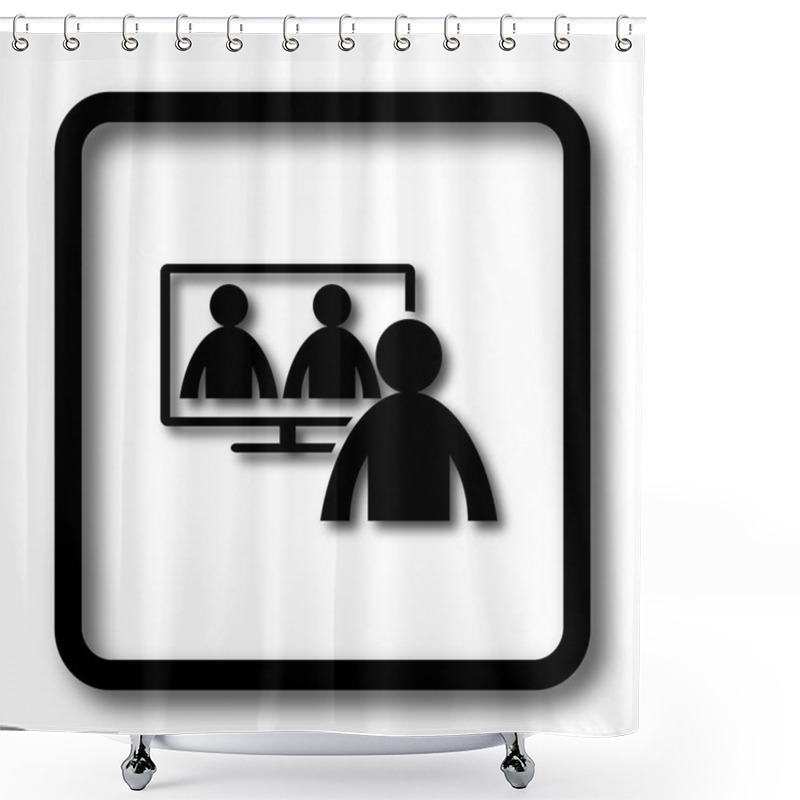 Personality  Video Conference, Online Meeting Icon, Black Website Button On White Background Shower Curtains