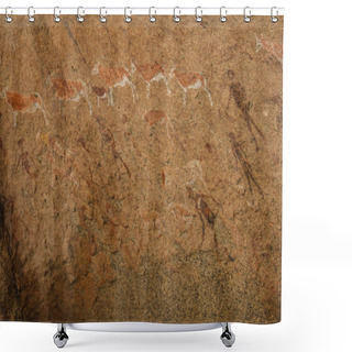 Personality  Ancient Rock Paintings African Mountains Ion A Beige Background Shower Curtains