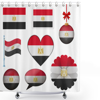 Personality  Egypt Flag Set Of 8 Items Vector Shower Curtains