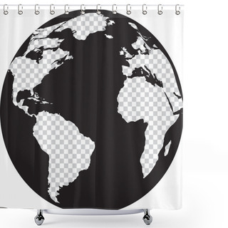 Personality  Black And White Globe With Transparency Continents Shower Curtains