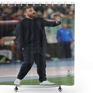Personality  Rome, Italy 17.03.2024:  Daniele De Rossi Coach Of Roma During The Italy Serie A TIM 2023-2024 Football Match AS Roma Vs US Sassuolo Calcio At Olympic Stadium In Rome. Shower Curtains