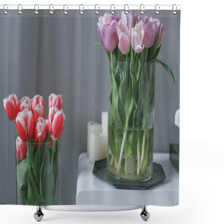 Personality  Tulips In Vase Close Up  Shower Curtains