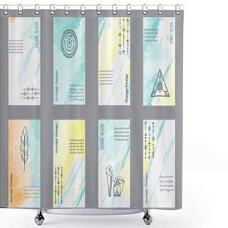 Personality  Set Of 8 Creative Universal Cards Shower Curtains