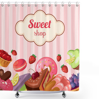 Personality  Sweet Shop Background Shower Curtains